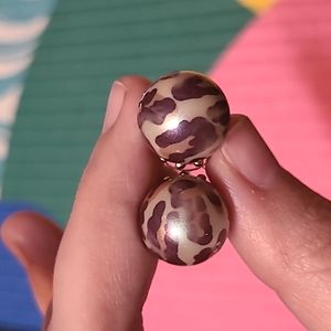 Betsey Johnson Cheetah Ball Earrings